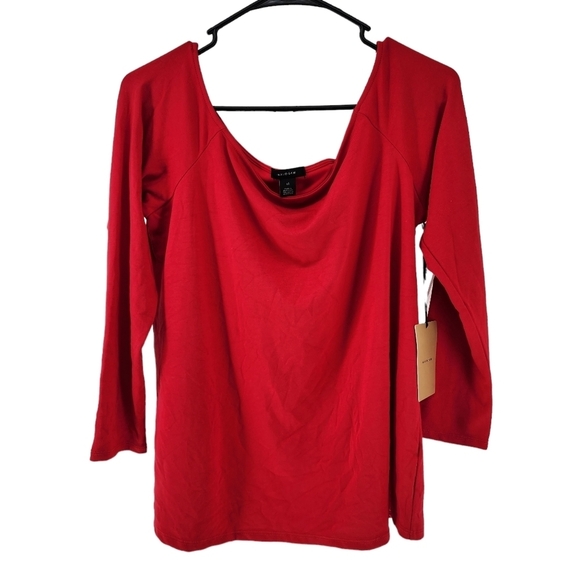 Halogen Women's Red Off The Shoulder Long Sleeve T-Shirt - XL - Picture 2 of 7